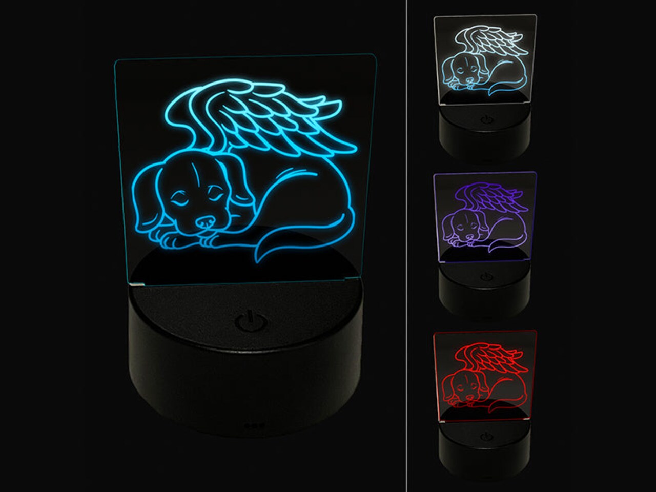 Sleeping Angel Dog Loss of Pet 3D Illusion LED Night Light Sign Nightstand Desk Lamp